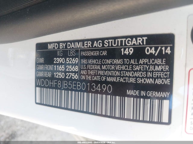 Aukcja sprzedaży 2014 Mercedes-benz E 350 4matic, vin: WDDHF8JB5EB013490, numer aukcji: 46032980