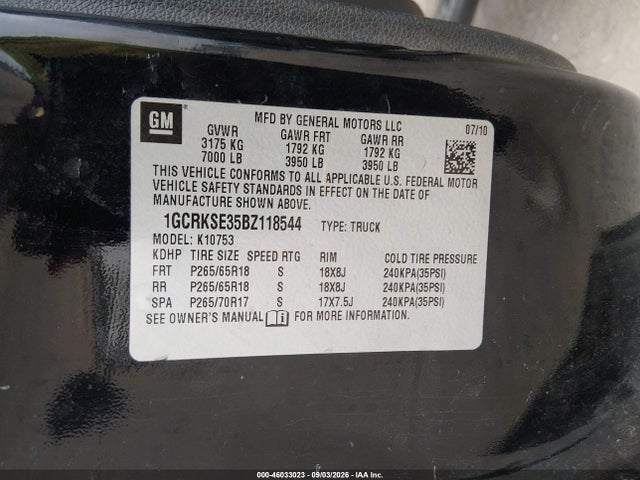 Aukcja sprzedaży 2011 Chevrolet Silverado 1500 Lt, vin: 1GCRKSE35BZ118544, numer aukcji: 46033023