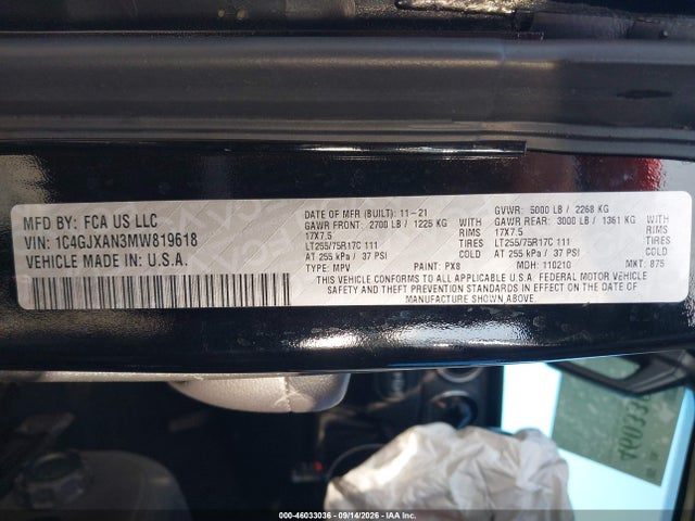 Продажа на аукционе авто 2021 Jeep Wrangler Willys 4x4, vin: 1C4GJXAN3MW819618, номер лота: 46033036