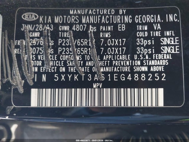 KIA SORENTO LX 2014 5XYKT3A61EG488252 Image 9