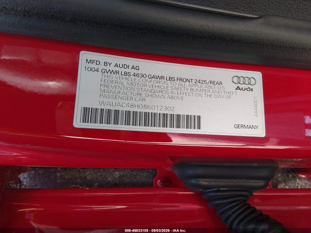 Продажа на аукционе авто 2005 Audi A4 1.8t, vin: WAUAC48H05K012302, номер лота: 46033108
