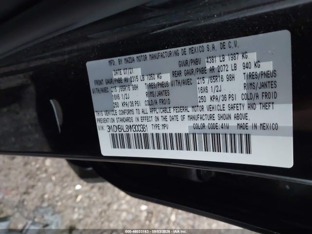 Продаж на аукціоні авто 2021 Mazda Cx-30 2.5 S, vin: 3MVDMBAL8MM300381, номер лоту: 46033163