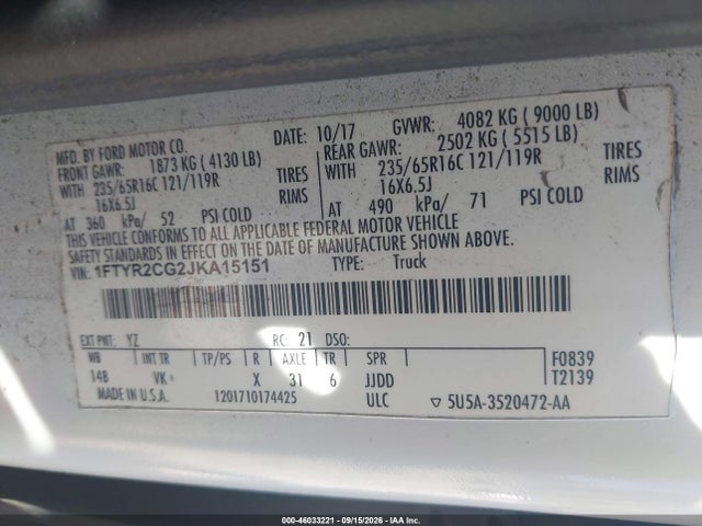 Ford Transit-250 2018 1FTYR2CG2JKA15151 Image 9
