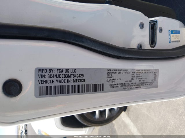 Продаж на аукціоні авто 2021 Jeep Compass 80th Anniversary 4x4, vin: 3C4NJDEB3MT549429, номер лоту: 46033262