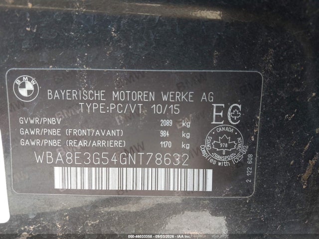 BMW 328i Xdrive 2016 WBA8E3G54GNT78632 Image 9