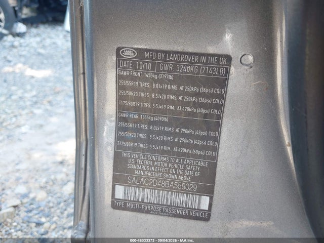 Aukcja sprzedaży 2011 Land Rover Lr4, vin: SALAC2D48BA559029, numer aukcji: 46033373