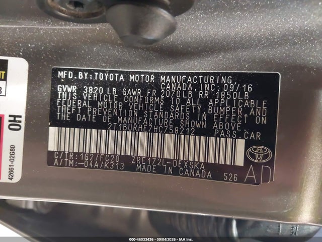 Продажа на аукционе авто 2017 Toyota Corolla Se, vin: 2T1BURHE7HC758212, номер лота: 46033436