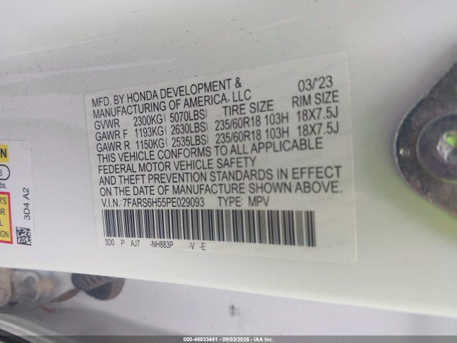 Продаж на аукціоні авто 2023 Honda Cr-v Hybrid Sport, vin: 7FARS6H55PE029093, номер лоту: 46033441