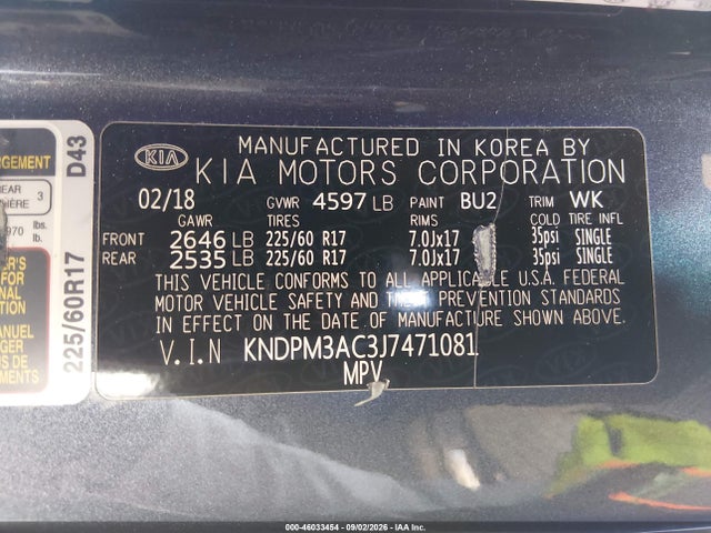 KIA Sportage Lx 2018 KNDPM3AC3J7471081 Image 9