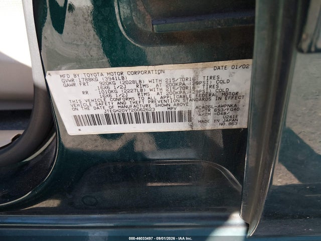 46033497 :رقم المزاد ، JTEGH20V720062623 vin ، 2002 Toyota Rav4 مزاد بيع