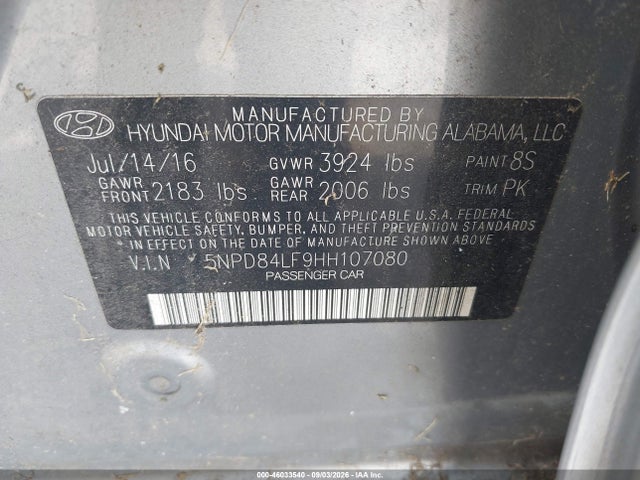 Hyundai ELANTRA SE 2017 5NPD84LF9HH107080 Image 9