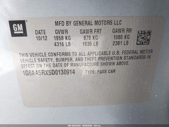 Продажа на аукционе авто 2013 Cadillac Ats Standard, vin: 1G6AA5RX5D0130914, номер лота: 46033559