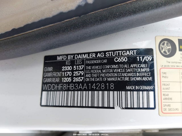 Aukcja sprzedaży 2010 Mercedes-benz E 350 4matic, vin: WDDHF8HB3AA142818, numer aukcji: 46033600