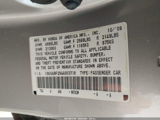 Aukcja sprzedaży 2010 Acura Tl 3.5, vin: 19UUA8F29AA003739, numer aukcji: 46033705