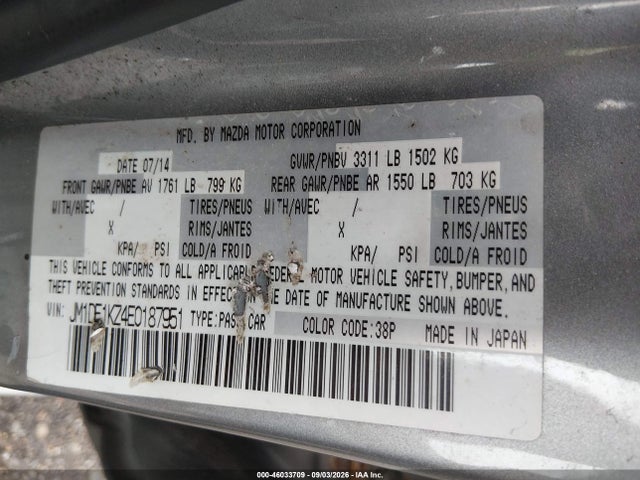 Aukcja sprzedaży 2014 Mazda Mazda2 Sport, vin: JM1DE1KZ4E0187951, numer aukcji: 46033709