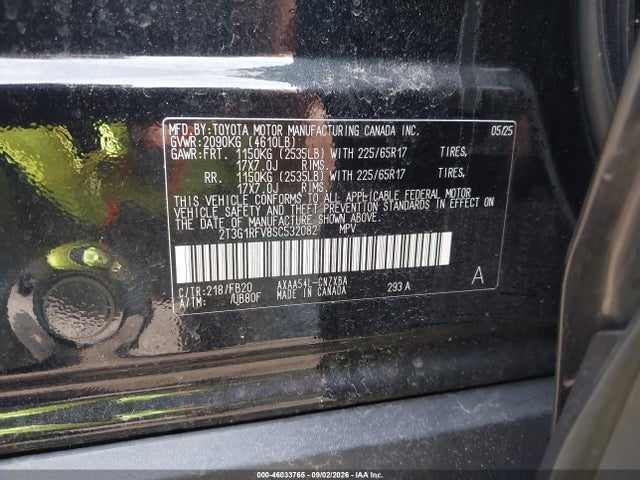 46033765 :رقم المزاد ، 2T3G1RFV8SC532082 vin ، 2025 Toyota Rav4 Le مزاد بيع