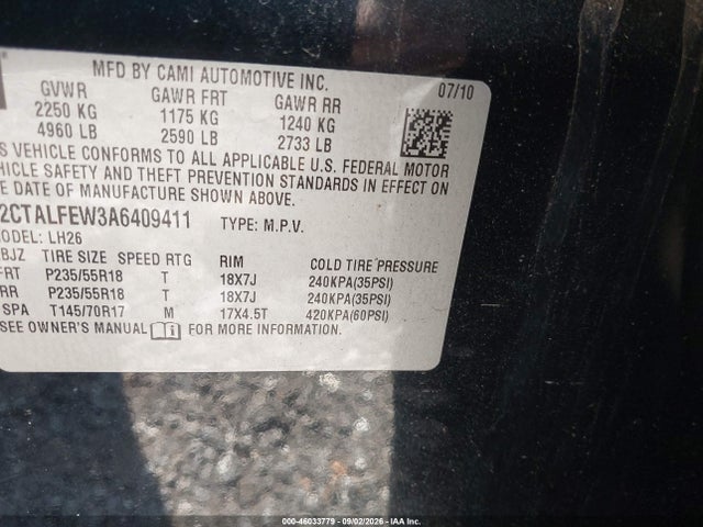 Aukcja sprzedaży 2010 Gmc Terrain Slt-1, vin: 2CTALFEW3A6409411, numer aukcji: 46033779