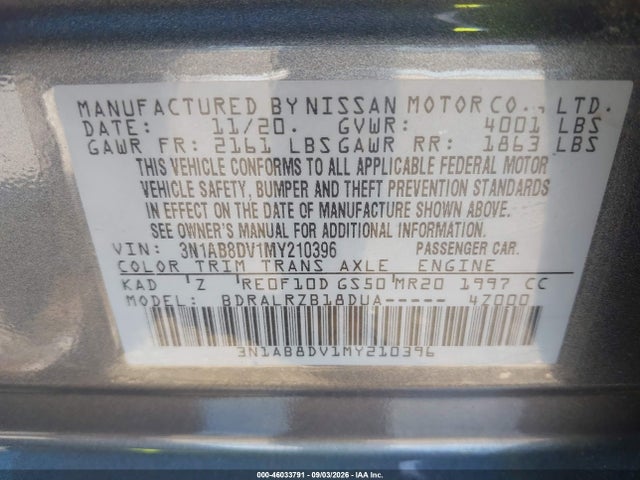 Nissan Sentra Sr Xtronic Cvt 2021 3N1AB8DV1MY210396 Image 9