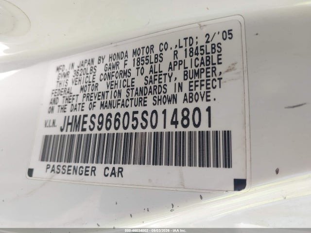 Продажа на аукционе авто 2005 Honda Civic Hybrid, vin: JHMES96605S014801, номер лота: 46034002