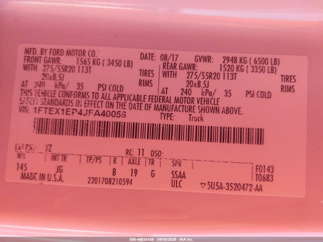 Ford F-150 Xl 2018 1FTEX1EP4JFA40058 Image 9