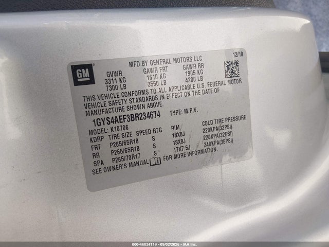 Aukcja sprzedaży 2011 Cadillac Escalade Standard, vin: 1GYS4AEF3BR234674, numer aukcji: 46034119