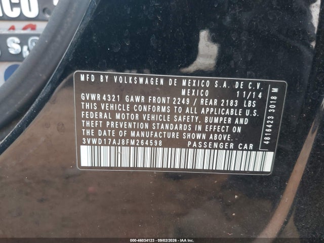 3VWD17AJ8FM264598 Volkswagen Jetta 1.8t Se