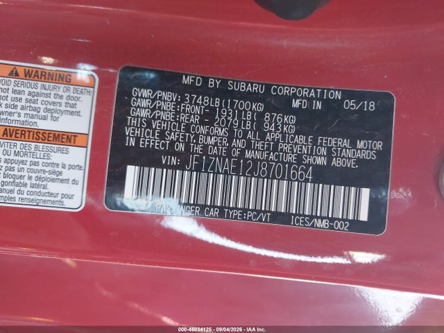 Продаж на аукціоні авто 2018 Toyota 86 Gt, vin: JF1ZNAE12J8701664, номер лоту: 46034125