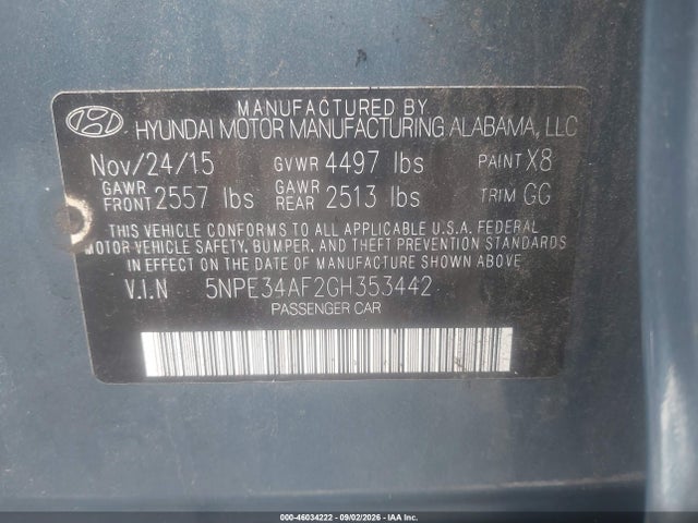 Продаж на аукціоні авто 2016 Hyundai Sonata Sport, vin: 5NPE34AF2GH353442, номер лоту: 46034222