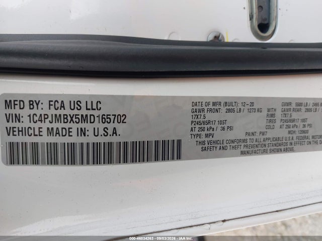 Jeep Cherokee Trailhawk 4x4 2021 1C4PJMBX5MD165702 Image 9