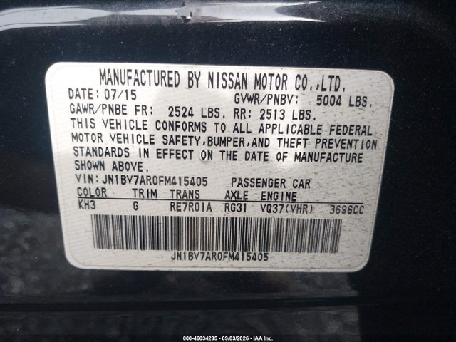 Aukcja sprzedaży 2015 Infiniti Q50 Premium, vin: JN1BV7AR0FM415405, numer aukcji: 46034295