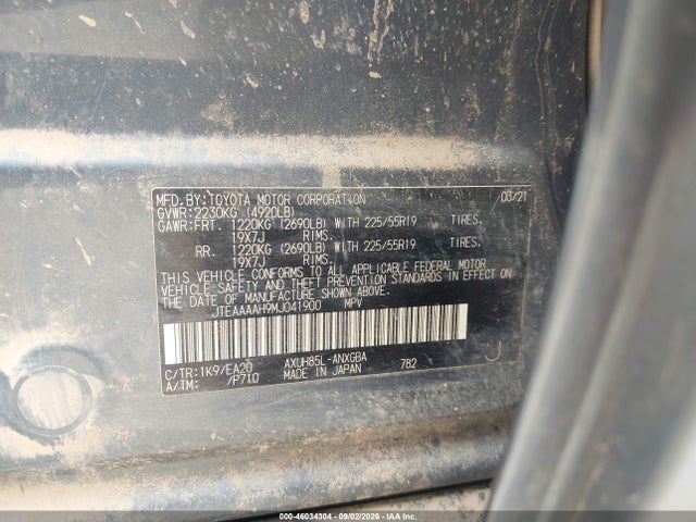Продажа на аукционе авто 2021 Toyota Venza Xle, vin: JTEAAAAH9MJ041900, номер лота: 46034304