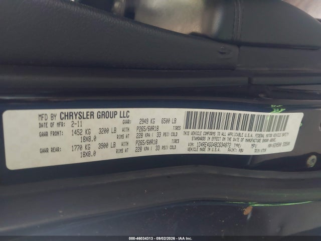 46034313 :رقم المزاد ، 1D4RE4GG4BC634872 vin ، 2011 Dodge Durango Crew مزاد بيع