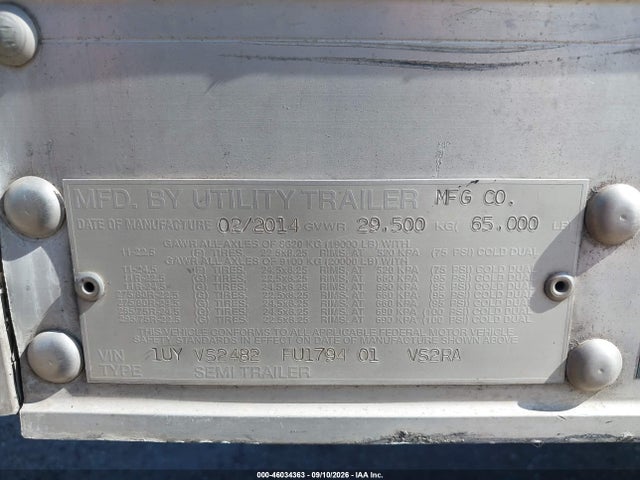 2015 Utility Trailer Mfg Unknown მანქანა იყიდება აუქციონზე, vin: 1UYVS2482FU179401, აუქციონის ნომერი: 46034363