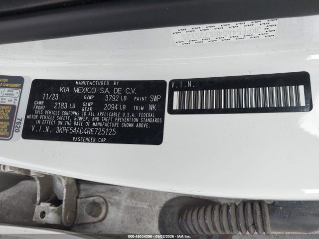 2024 Kia Forte Gt-line მანქანა იყიდება აუქციონზე, vin: 3KPF54AD4RE725125, აუქციონის ნომერი: 46034396