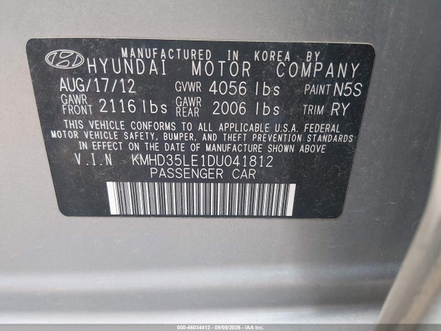 Продаж на аукціоні авто 2013 Hyundai Elantra Gt, vin: KMHD35LE1DU041812, номер лоту: 46034412