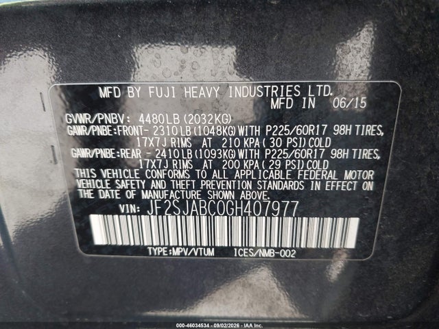 JF2SJABC0GH407977 Subaru Forester 2.5i