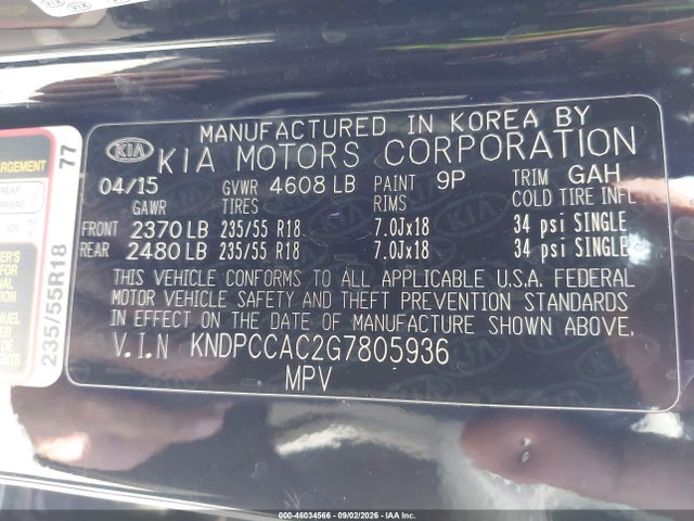 KIA Sportage Ex 2016 KNDPCCAC2G7805936 Image 9