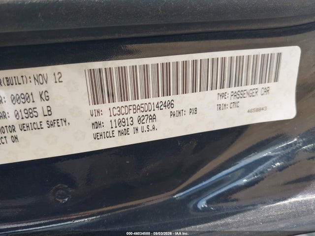 Продажа на аукционе авто 2013 Dodge Dart Rallye, vin: 1C3CDFBA5DD142406, номер лота: 46034588