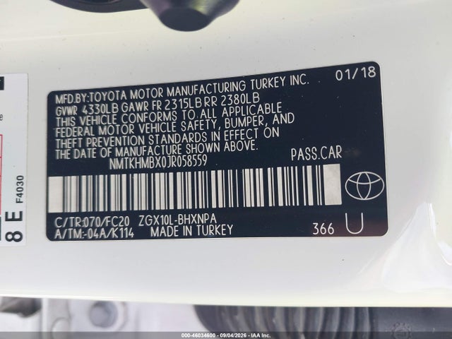 Aukcja sprzedaży 2018 Toyota C-hr Xle Premium, vin: NMTKHMBX0JR058559, numer aukcji: 46034600