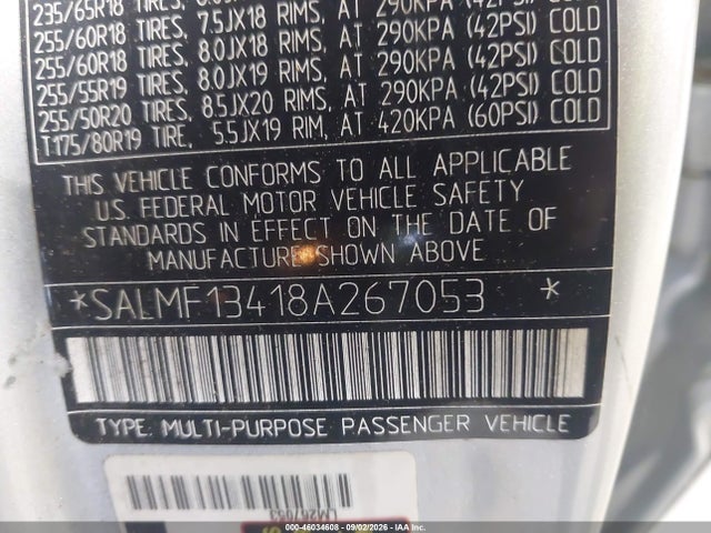 Продажа на аукционе авто 2008 Land Rover Range Rover Supercharged, vin: SALMF13418A267053, номер лота: 46034608