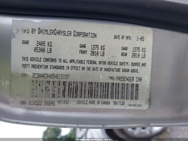 Aukcja sprzedaży 2005 Chrysler 300c, vin: 2C3AA63HX5H615197, numer aukcji: 46034668