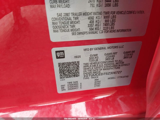 GMC Sierra 1500 4wd Standard Box Elevation 2025 1GTUUCED7SZ306727 Image 9