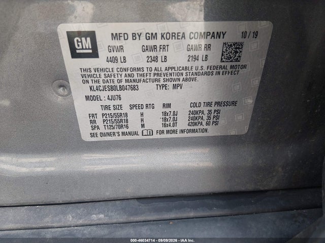 46034714 :رقم المزاد ، KL4CJESB0LB047683 vin ، 2020 Buick Encore Awd Preferred مزاد بيع