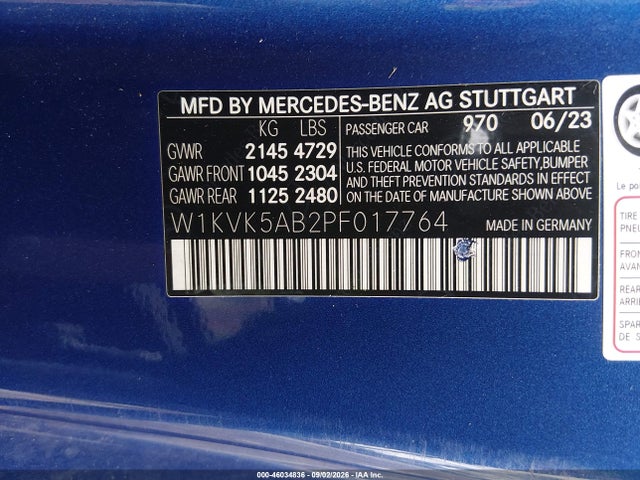 46034836 :رقم المزاد ، W1KVK5AB2PF017764 vin ، 2023 Mercedes-benz Amg Sl 43 4matic+ مزاد بيع
