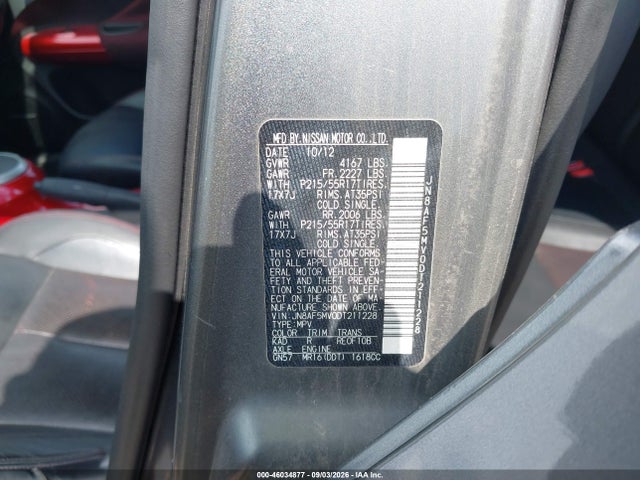 Продажа на аукционе авто 2013 Nissan Juke Sl, vin: JN8AF5MV0DT211228, номер лота: 46034877