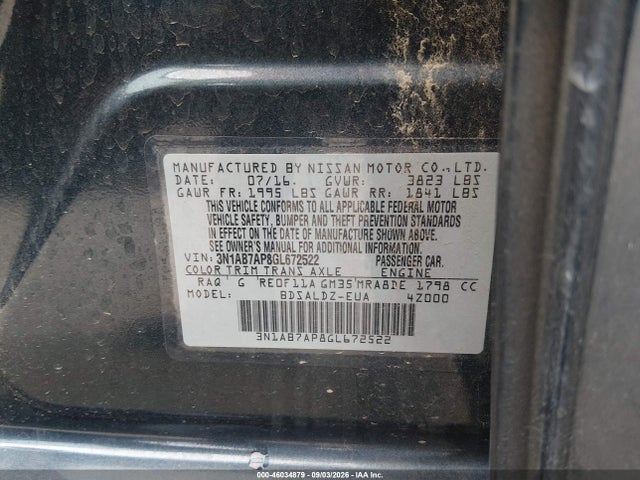 Nissan SENTRA SV 2016 3N1AB7AP8GL672522 Image 9