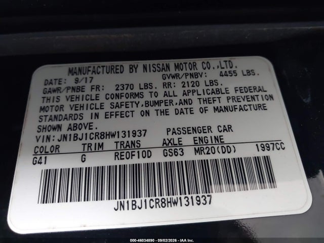 2017 Nissan Rogue Sport Sv მანქანა იყიდება აუქციონზე, vin: JN1BJ1CR8HW131937, აუქციონის ნომერი: 46034890