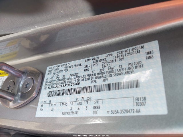 Продажа на аукционе авто 2024 Lincoln Corsair Premiere, vin: 5LMCJ1DA6RUL25866, номер лота: 46034959