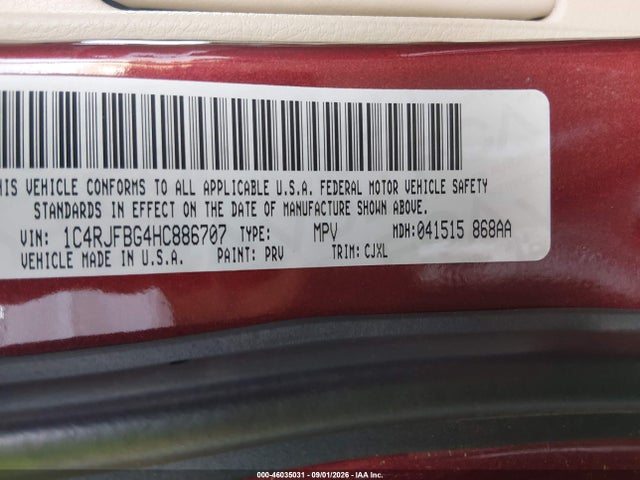1C4RJFBG4HC886707 Jeep Grand Cherokee Limited 4x4