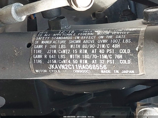Продажа на аукционе авто 2017 Kawasaki Vn900 C, vin: JKAVN2C11HA068556, номер лота: 46035059